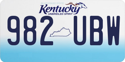 KY license plate 982UBW