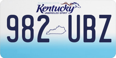 KY license plate 982UBZ