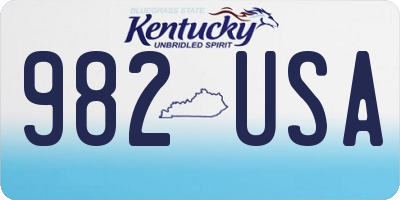 KY license plate 982USA