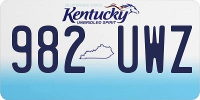 KY license plate 982UWZ