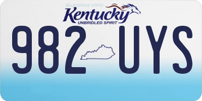 KY license plate 982UYS