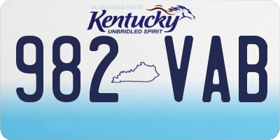 KY license plate 982VAB