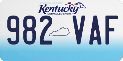 KY license plate 982VAF