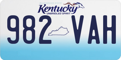 KY license plate 982VAH