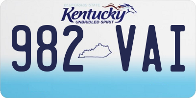 KY license plate 982VAI