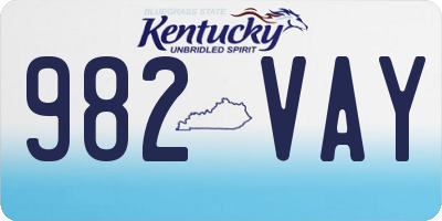 KY license plate 982VAY