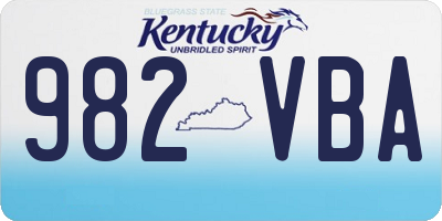 KY license plate 982VBA