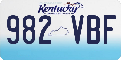 KY license plate 982VBF