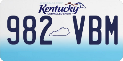 KY license plate 982VBM