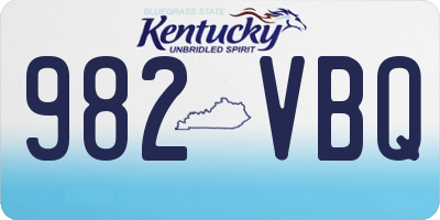 KY license plate 982VBQ