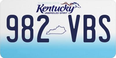 KY license plate 982VBS