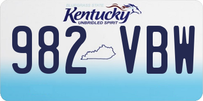KY license plate 982VBW