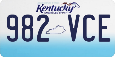 KY license plate 982VCE