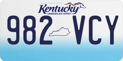 KY license plate 982VCY