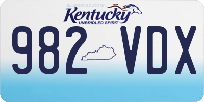 KY license plate 982VDX