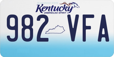 KY license plate 982VFA
