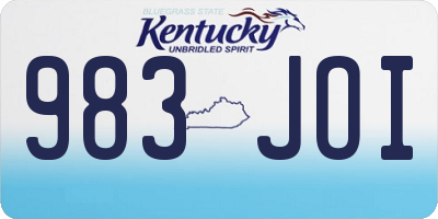 KY license plate 983JOI