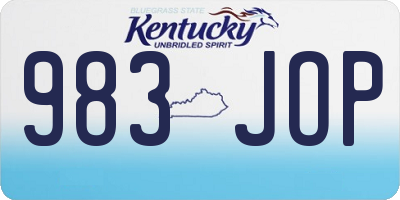 KY license plate 983JOP