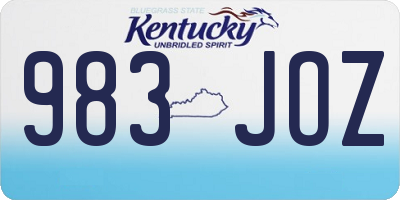 KY license plate 983JOZ