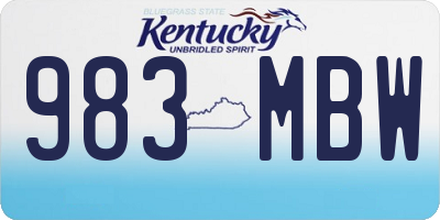 KY license plate 983MBW