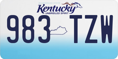 KY license plate 983TZW