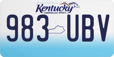 KY license plate 983UBV