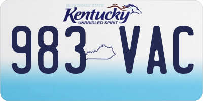 KY license plate 983VAC