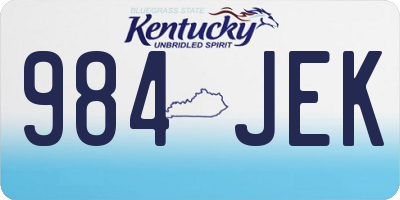 KY license plate 984JEK