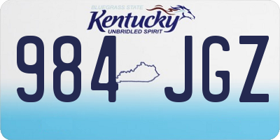 KY license plate 984JGZ