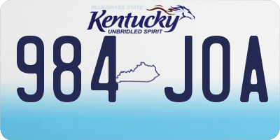 KY license plate 984JOA