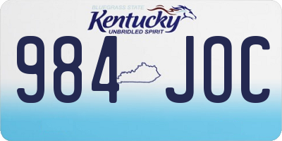 KY license plate 984JOC