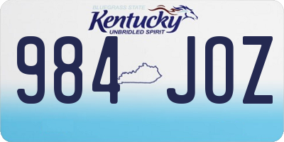 KY license plate 984JOZ