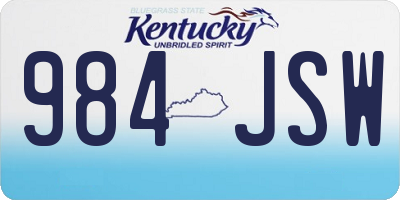 KY license plate 984JSW