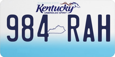 KY license plate 984RAH