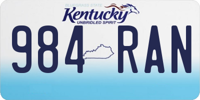 KY license plate 984RAN