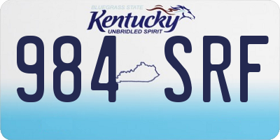 KY license plate 984SRF