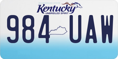 KY license plate 984UAW