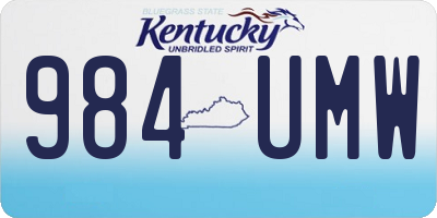 KY license plate 984UMW