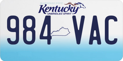 KY license plate 984VAC