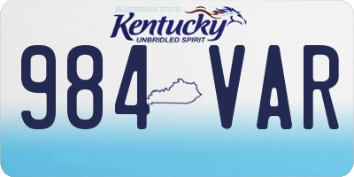 KY license plate 984VAR