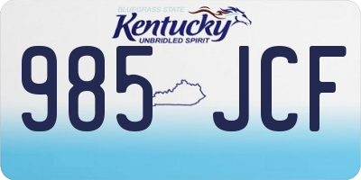 KY license plate 985JCF