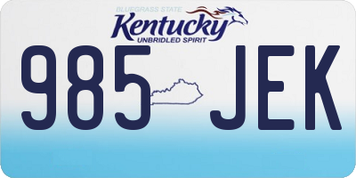 KY license plate 985JEK