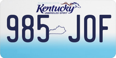 KY license plate 985JOF