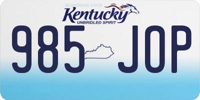 KY license plate 985JOP