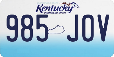 KY license plate 985JOV