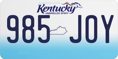 KY license plate 985JOY