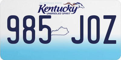 KY license plate 985JOZ