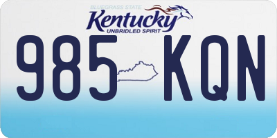 KY license plate 985KQN