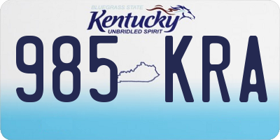 KY license plate 985KRA