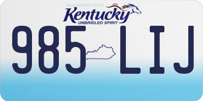 KY license plate 985LIJ
